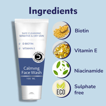 Gentle Biotin Vitamin E Cleanser for Sensitive Dry Skin Soap-Free Moisturizing Face Wash