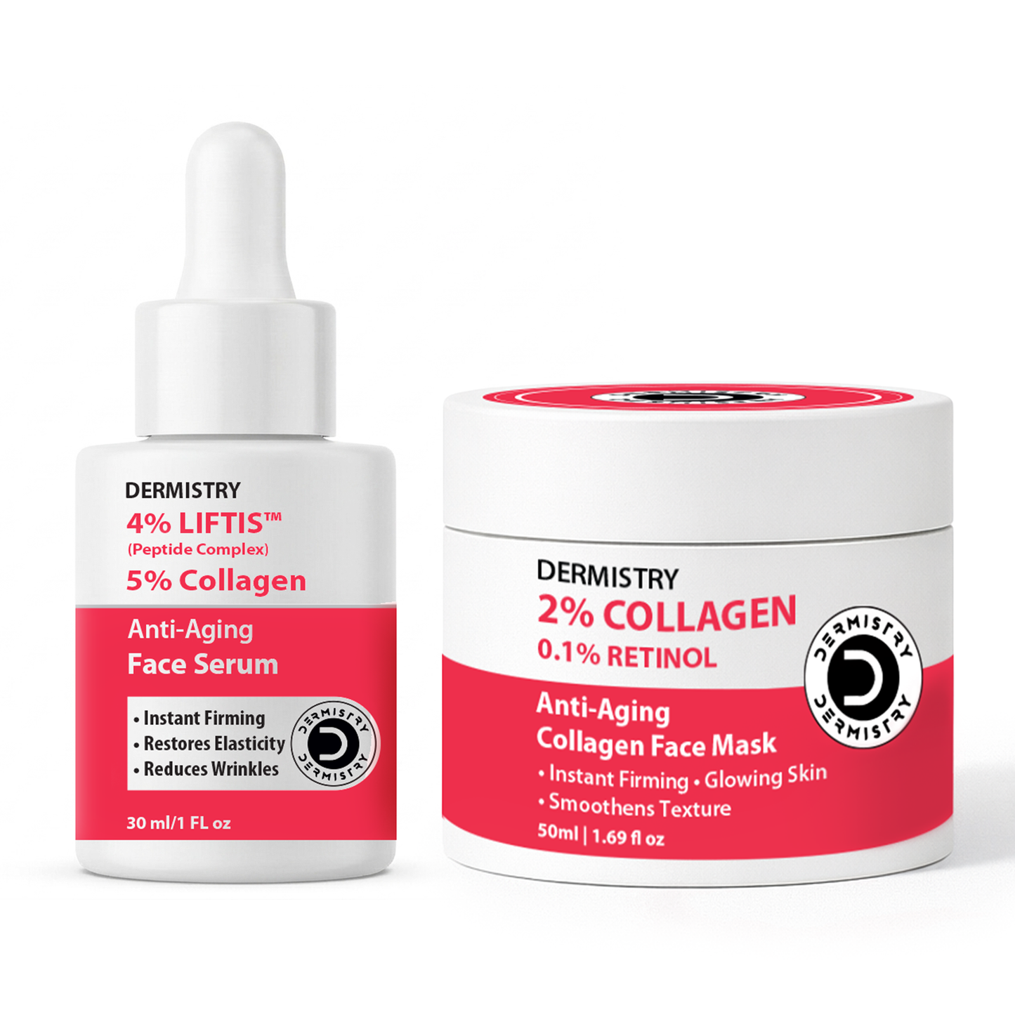 Dermistry Instant Skin Lifting Firming Tightening Retinol Collagen Boost Day Night Anti Aging Face Pack Mask & 4% Liftis Serum For Ageing Wrinkles
