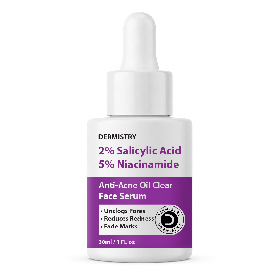 Dermistry 1% Salicylic Acid Back Acne Open Pores Excess Oil Removal Exfoliating Body Wash & 5% Niacinamide Spot Corrector Face Serum