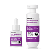 Dermistry 1% Salicylic Acid Back Acne Open Pores Excess Oil Removal Exfoliating Body Wash & 5% Niacinamide Spot Corrector Face Serum