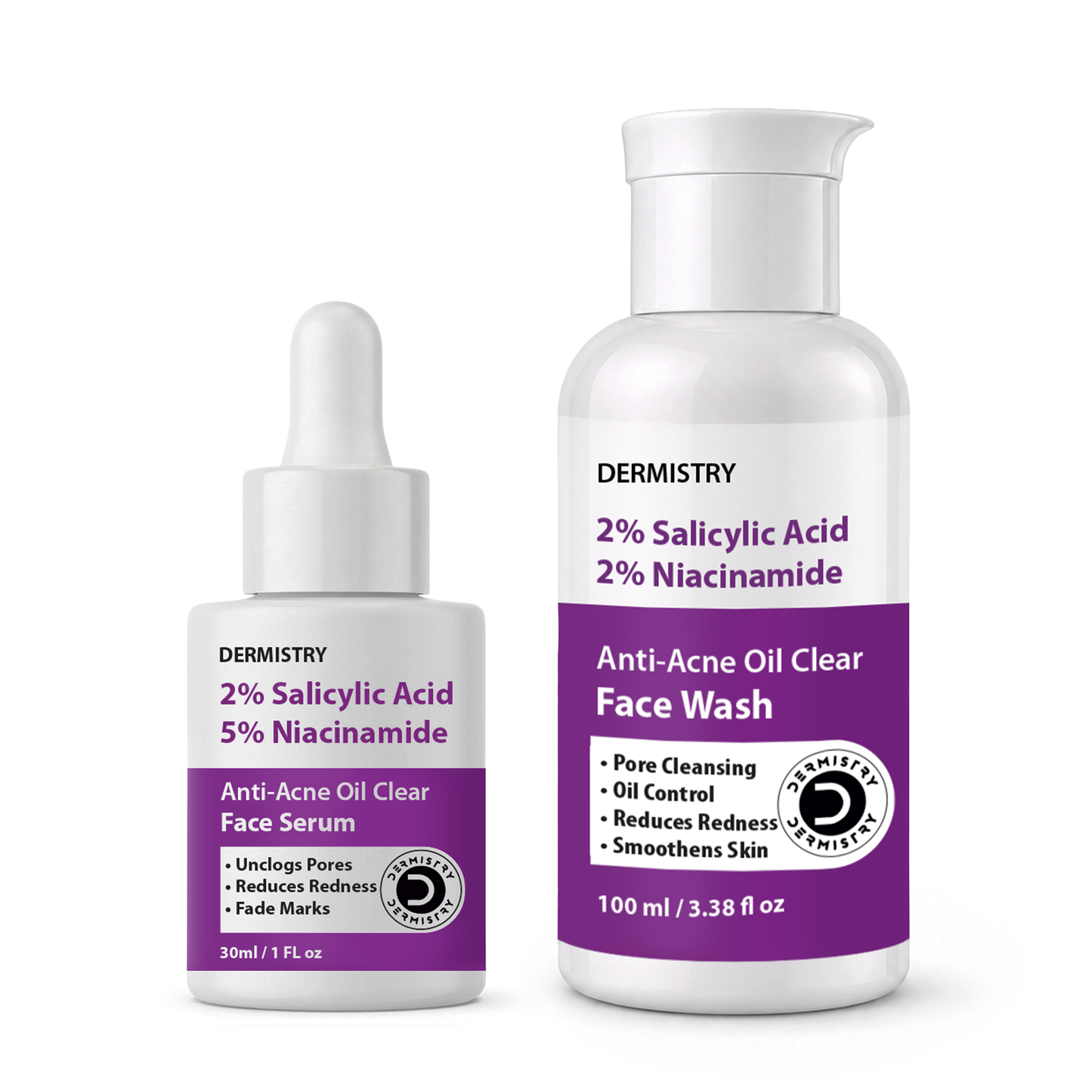 Dermistry 2% Salicylic Acid Oil Free Face Wash & 5% Niacinamide Spots Corrector Face Serum