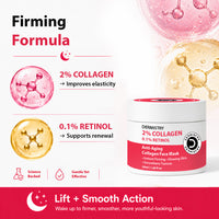 Dermistry Instant Skin Lifting Firming Tightening Retinol Collagen Boost Day Night Anti Aging Face Pack Mask & 4% Liftis Serum For Ageing Wrinkles
