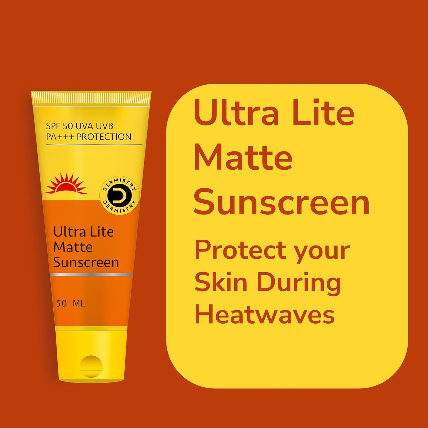 Matte finish sunscreen SPF 50 tube