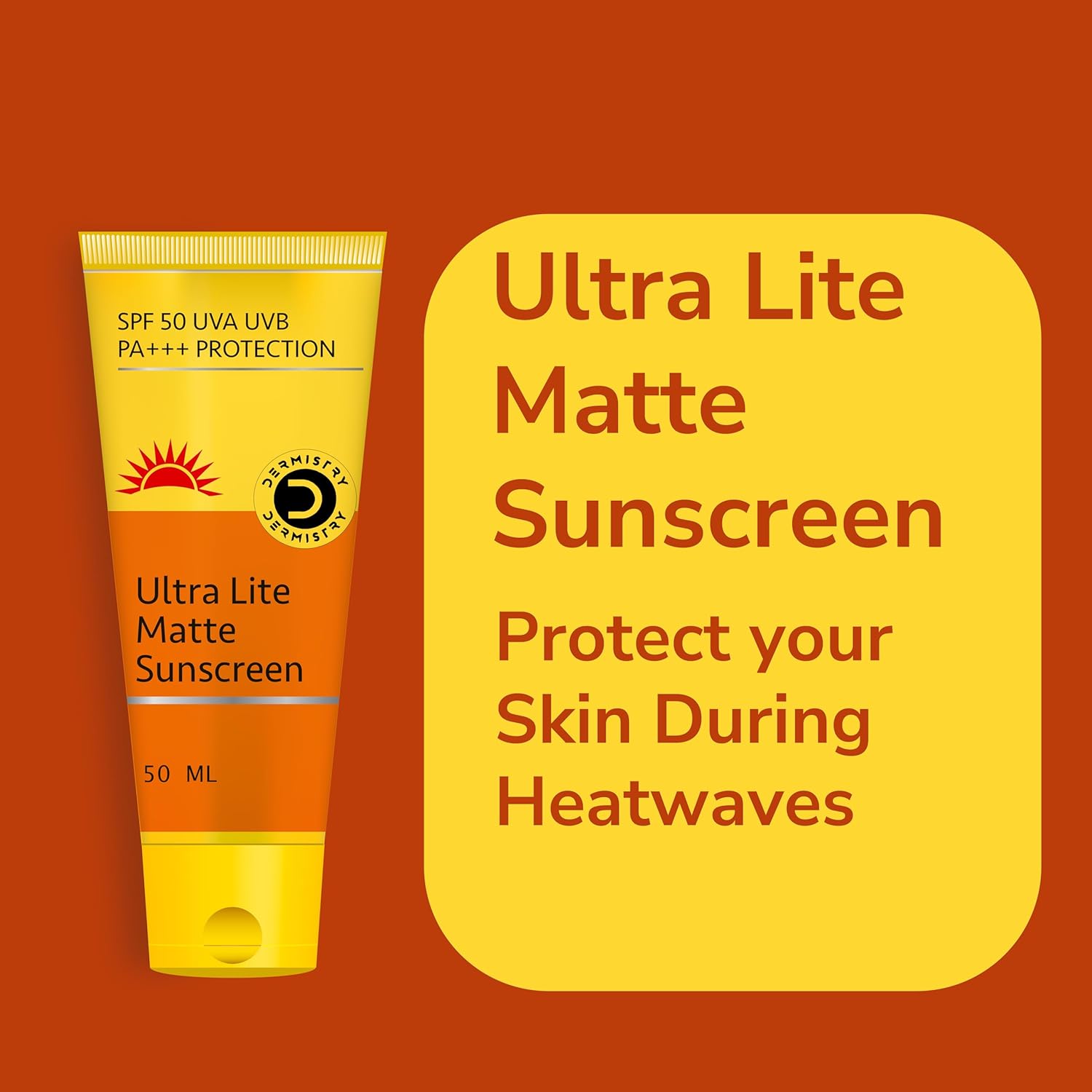 Matte finish sunscreen SPF 50 tube