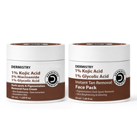 Dermistry 1% Kojic Pigmentation Instant D De Tan Dark Spots Uneven Dull Skin Tone Removal Face Pack Mask and Face Cream