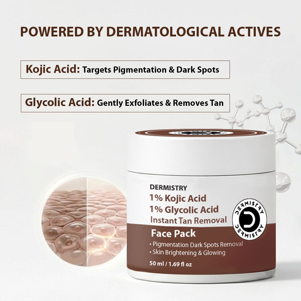 Dermistry Kojic Acid Face Serum & Face Pack Mask for Pigmentation