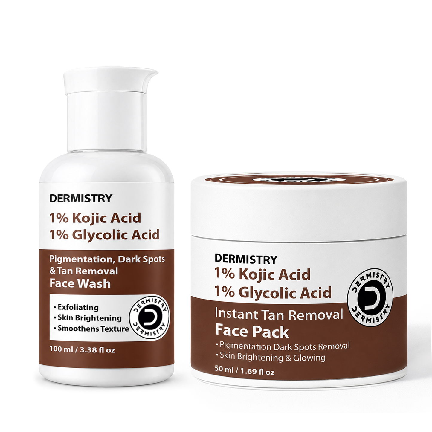 Dermistry Pigmentation Dark Spot D De Tan Uneven Dull Skin Tone Removal Face Wash and Face Pack