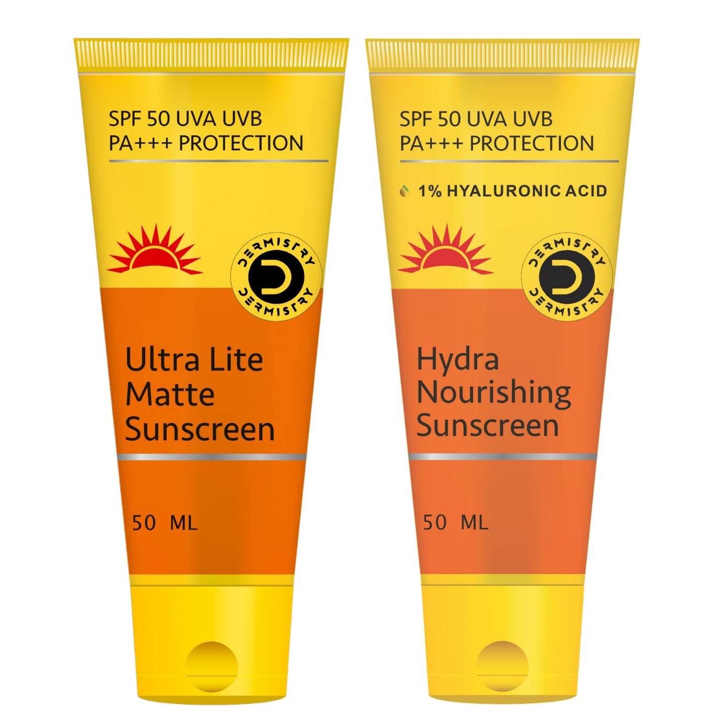 Dermistry Ultra Lite Matte Oil Free Water Based & 1% Hyaluronic Sunscreen SPF 50 For Oily Acne Prone, Dry & Combination Skin