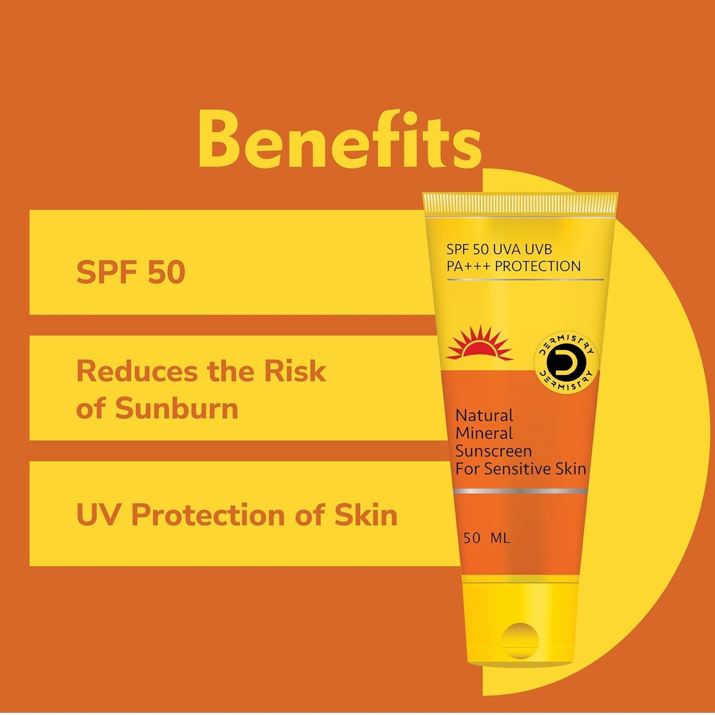 Dermistry Ultra Matte & Natural Mineral & Water Based Oil Free Sunscreen SPF 50 For Sensitive Skin UVA UVB PA+++