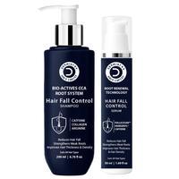 Hair care product set with shampoo and serum on a white background