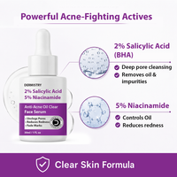 Dermistry 1% Salicylic Acid Back Acne Open Pores Excess Oil Removal Exfoliating Body Wash & 5% Niacinamide Spot Corrector Face Serum