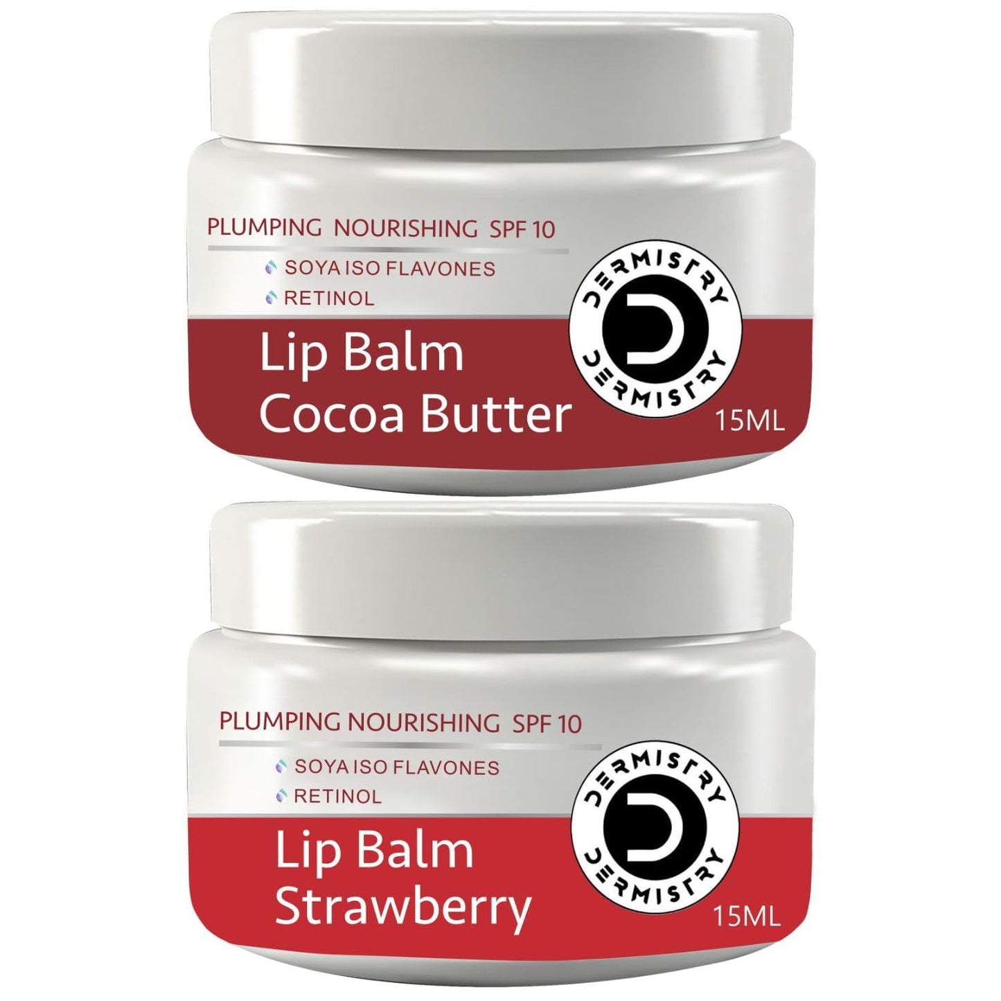 Dermistry Plumping Nourishing SPF10 Lip Balm Cocoa Butter & Strawberry for Dry Dark Chapped Lips