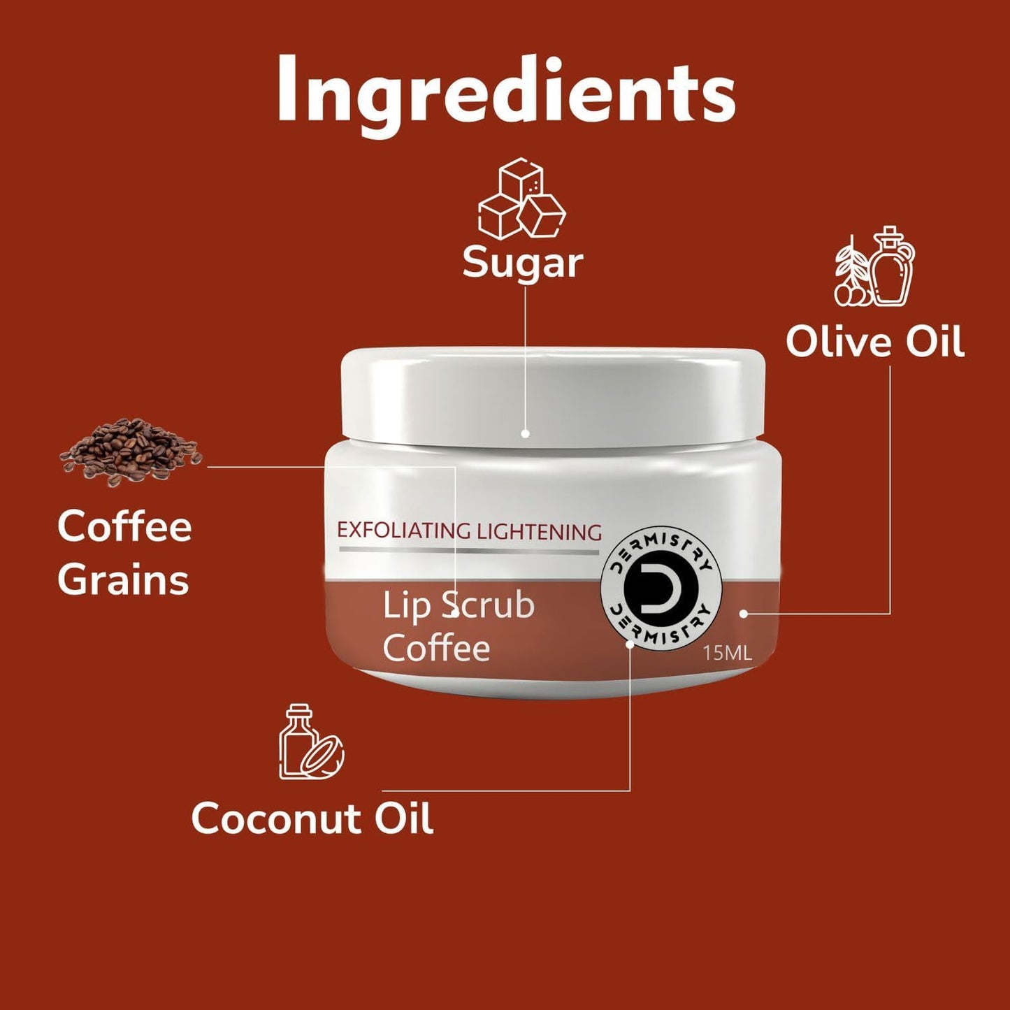 Dermistry Cocoa Butter Lip Care Tint Balm Plumping Nourishing Retinol SPF 10 for Glossy Lips + Exfoliating Lightening Coffee & Sugar Lip Scrub
