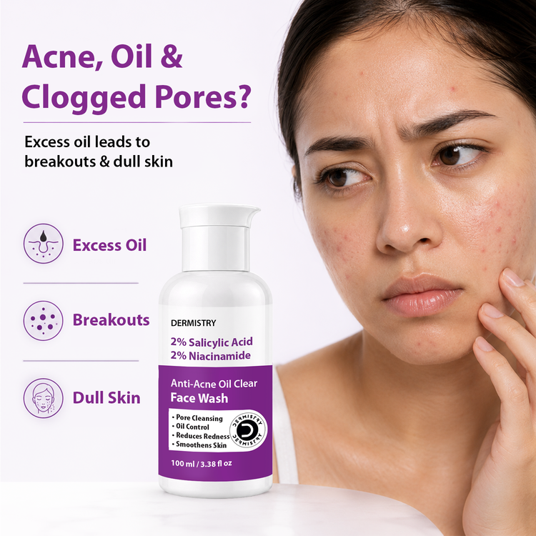 Dermistry 2% Salicylic Acid Open Pores Cleanser Excess Oil Remover Face Wash & Oil Free Water Based Day Night Moisturizer Gel