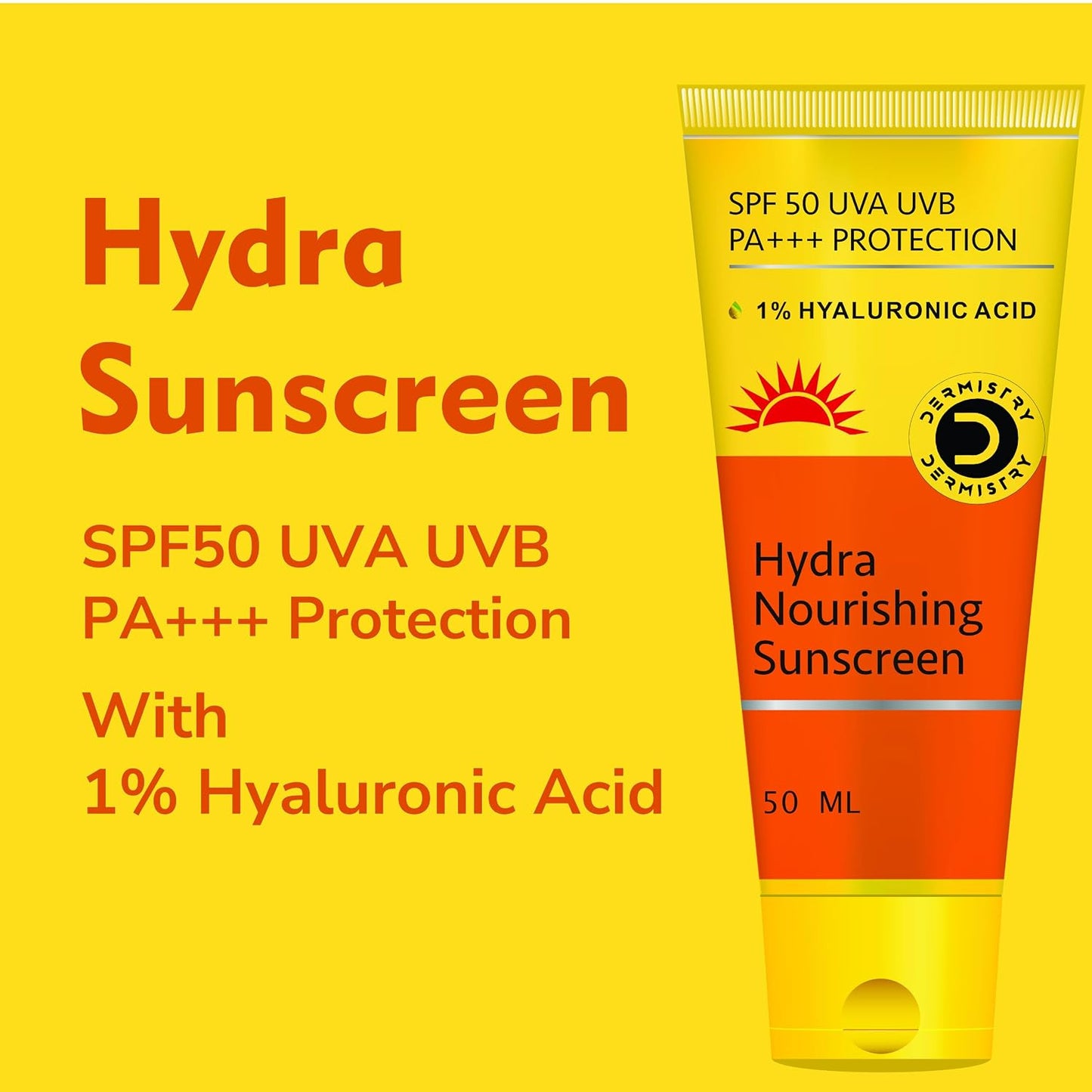 Dermistry Ultra Lite Matte Oil Free Water Based & 1% Hyaluronic Sunscreen SPF 50 For Oily Acne Prone, Dry & Combination Skin