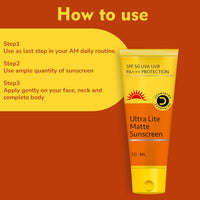 Dermistry Ultra Lite Matte Oil Free Water Based & 1% Hyaluronic Sunscreen SPF 50 For Oily Acne Prone, Dry & Combination Skin