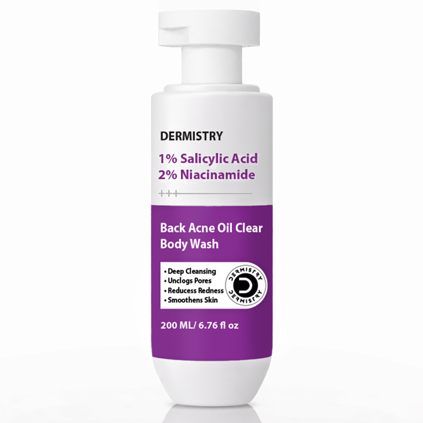 Dermistry 1% Salicylic Acid Back Acne Open Pores Exfoliating Body Wash & Oil Free Water Based Day Night Face Moisturizer