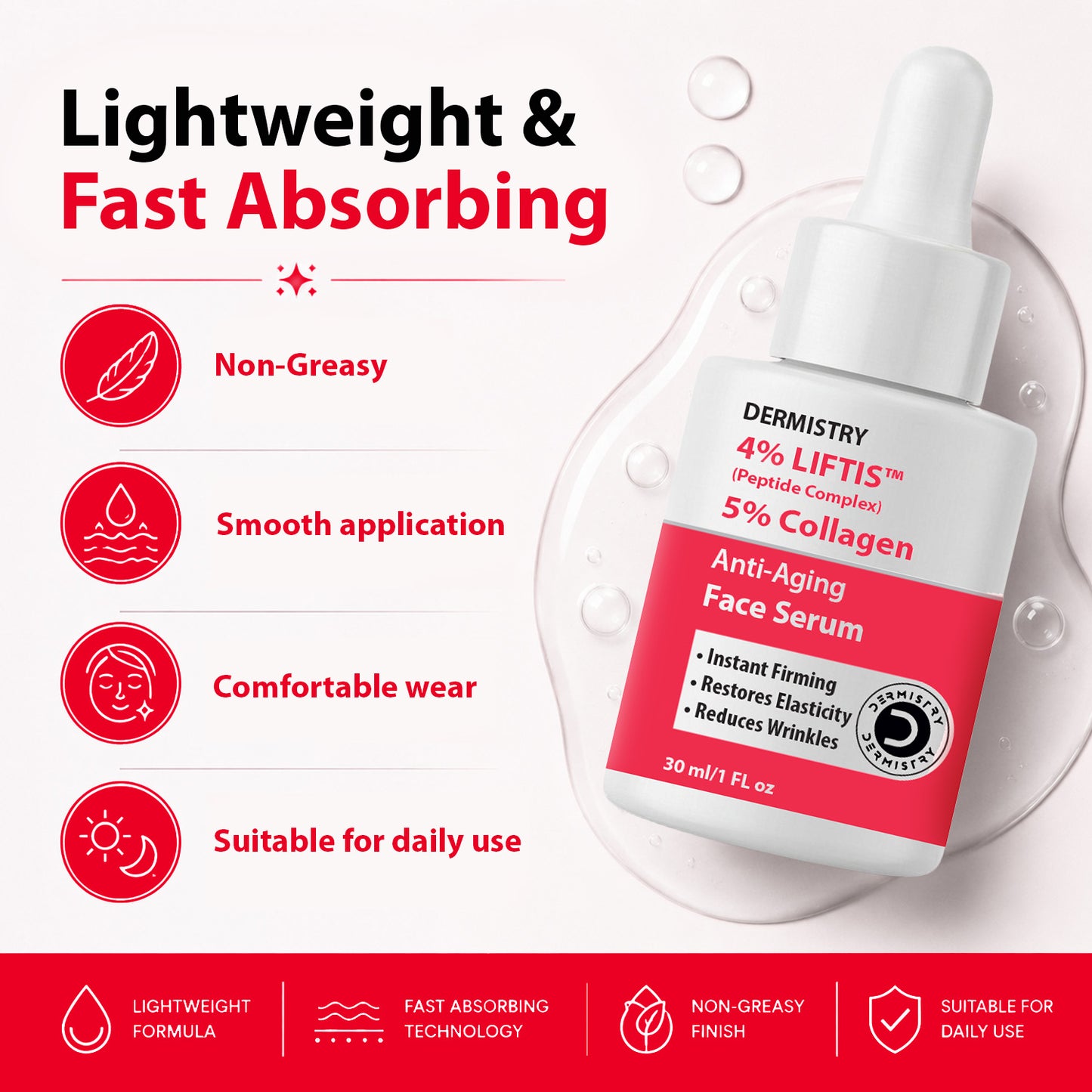 Dermistry Anti Aging Retinol Collagen Skin Firming Lifting Tightening Night Moisturizer Face Cream & 4% Liftis Face Serum
